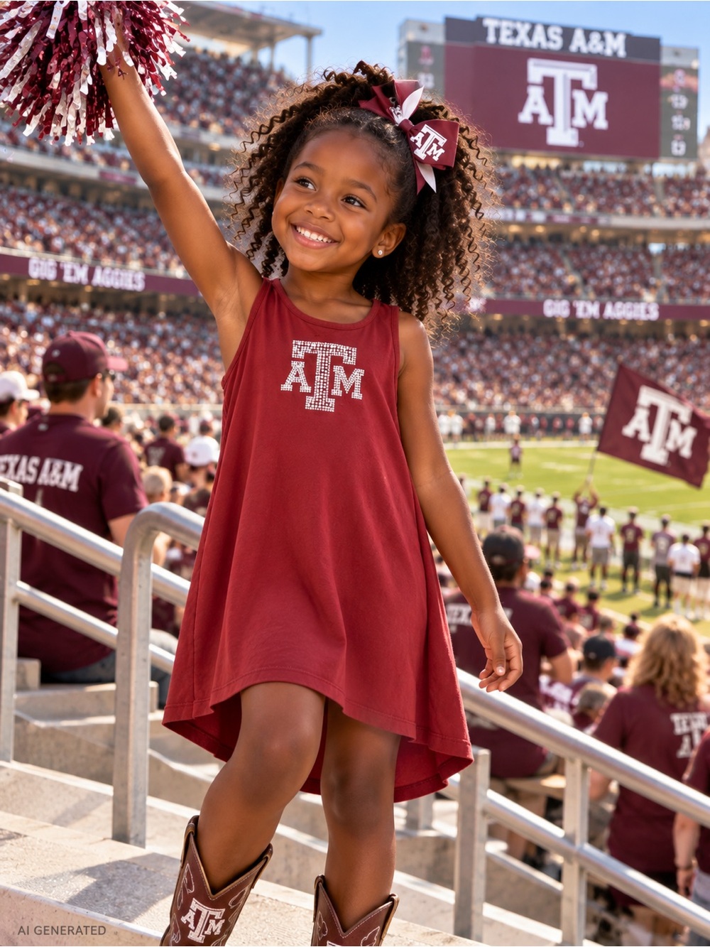Texas A&M Aggies Girls Rhinestone Game Day Dress – Size 6/7